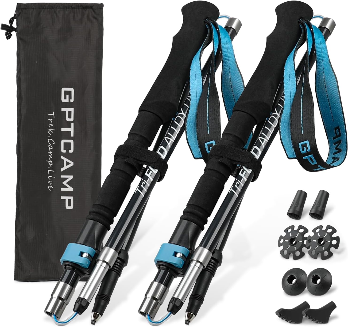 Collapsible Hiking Poles by GPTCAMP - Lightweight Trekking Sticks