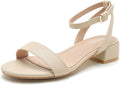 Women's Chunky Low Block Heels Sandals - Open Toe Ankle Strap