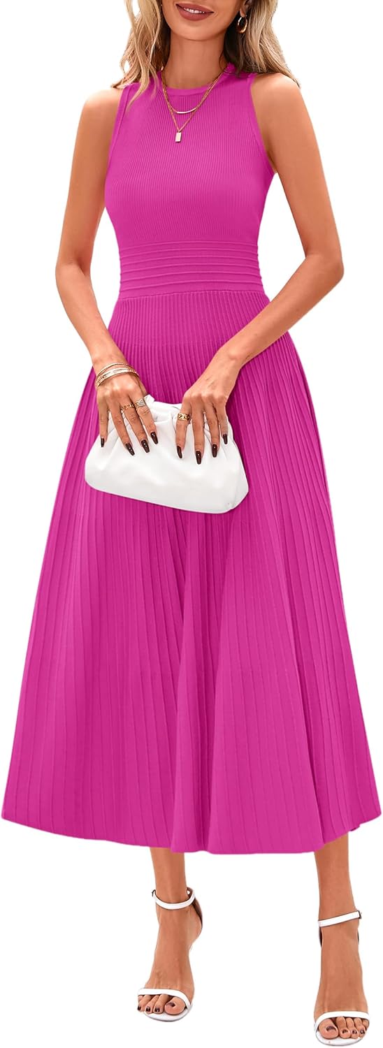 PRETTYGARDEN Spring Casual Dresses for Women - Midi A Line Style