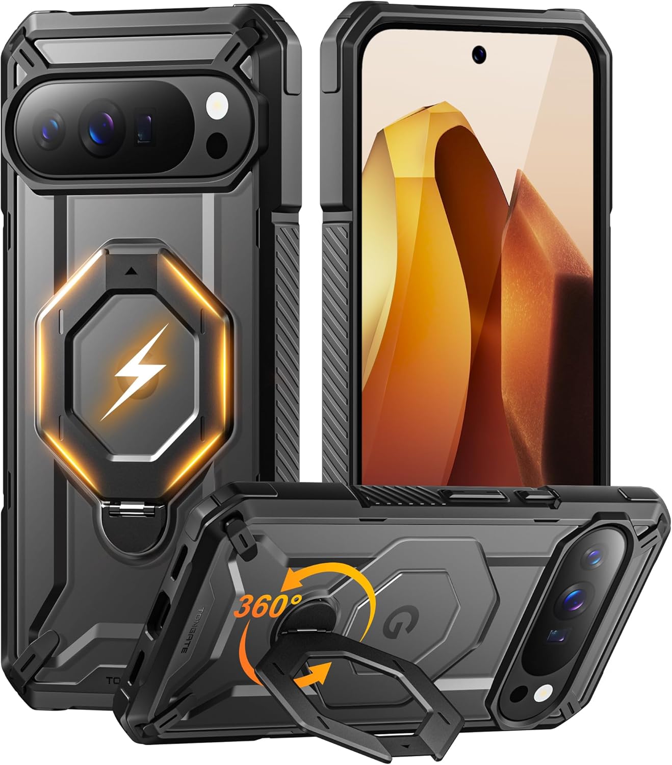 TONGATE Pixel 10 Pro Case with 360 Spin Magnetic Stand Feature