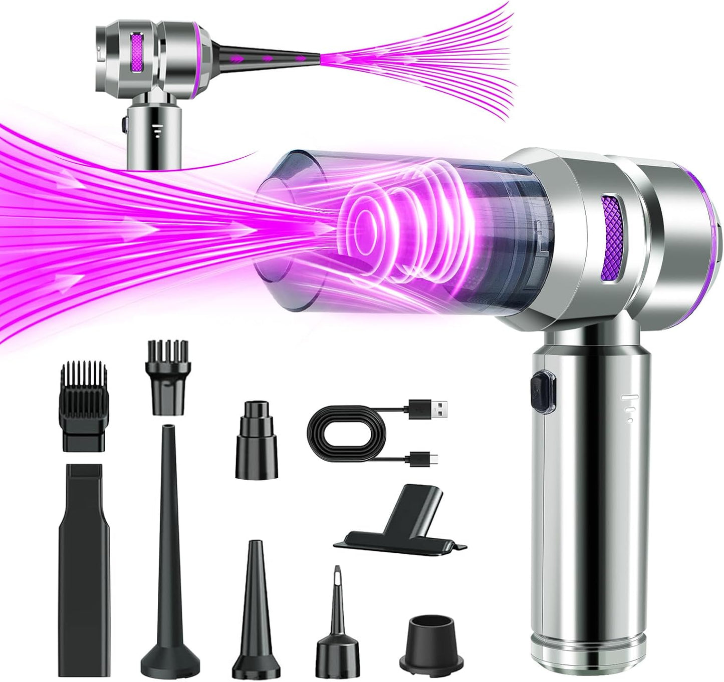 Powerful 21000Pa Cordless Car Vacuum - 4-in-1 Mini Cleaner