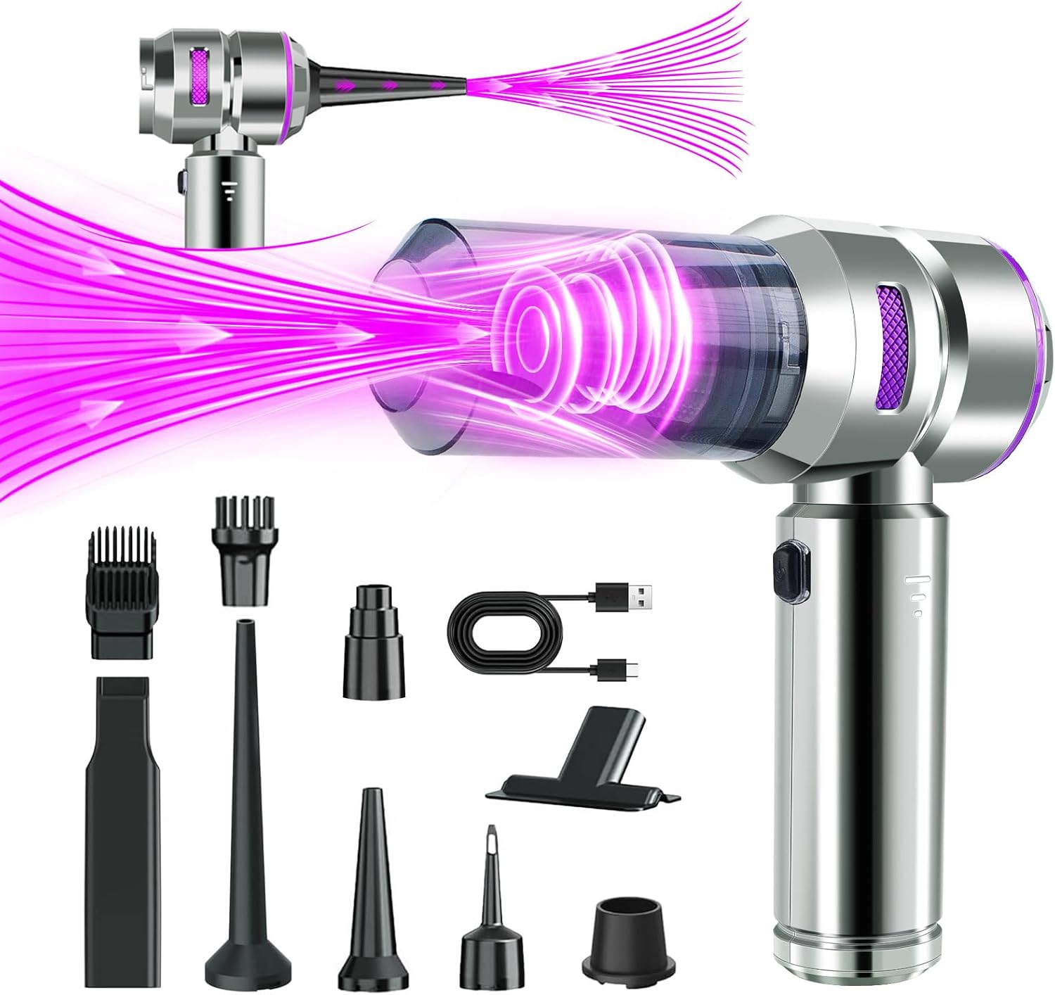 Powerful 21000Pa Cordless Car Vacuum - 4-in-1 Mini Cleaner