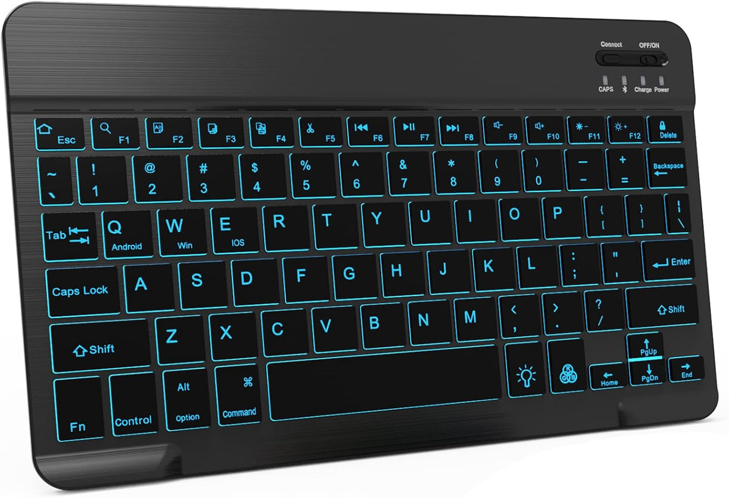 Harburfine Bluetooth Keyboard: 7 Color Backlit for Multiple Devices