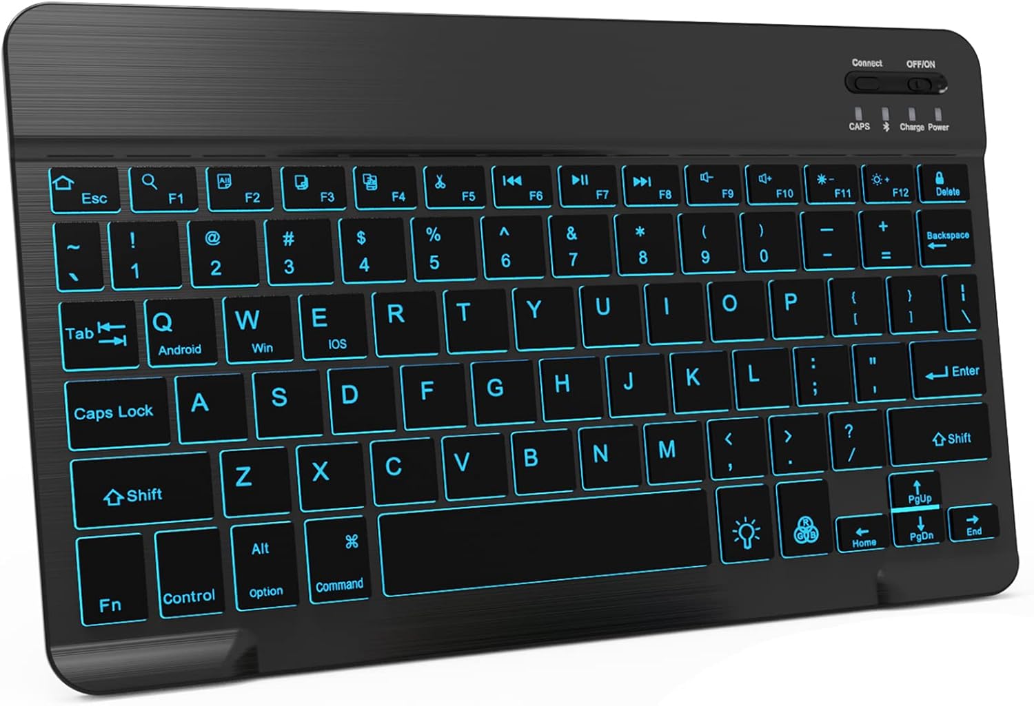 Harburfine Bluetooth Keyboard: 7 Color Backlit for Multiple Devices