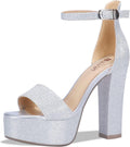 IDIFU Women's Platform Chunky High Heel Sandals - 5in Dressy Heels