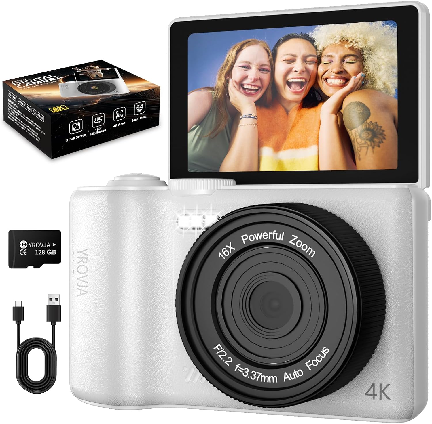 4K Digital Camera with 64MP for Vlogging and Travel Photography