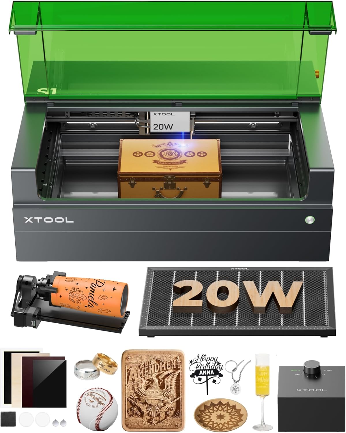 xTool S1 20W Laser Cutter and Engraver for Tumblers and More