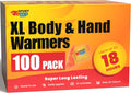 Large Hand & Body Warmers 100-Pack - Up to 18 Hours Heat