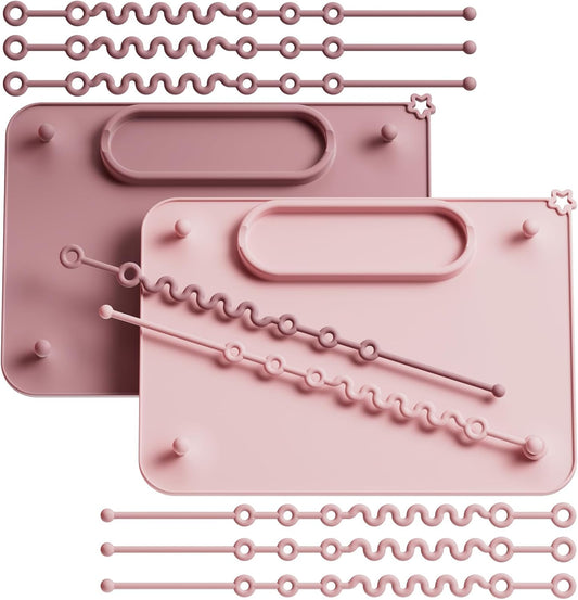 2 Pack Baby Silicone Mat with Suction Base and Straps for Infants