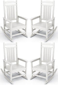 KINGYES HDPE Patio Rocking Chair Set of 4 - Weatherproof Comfort
