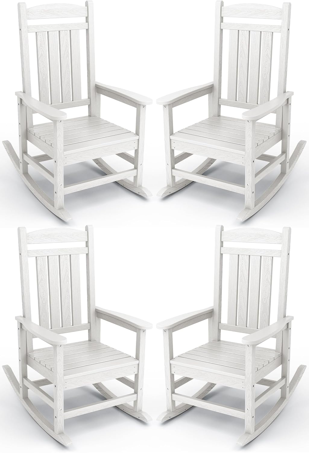 KINGYES HDPE Patio Rocking Chair Set of 4 for Ultimate Relaxation