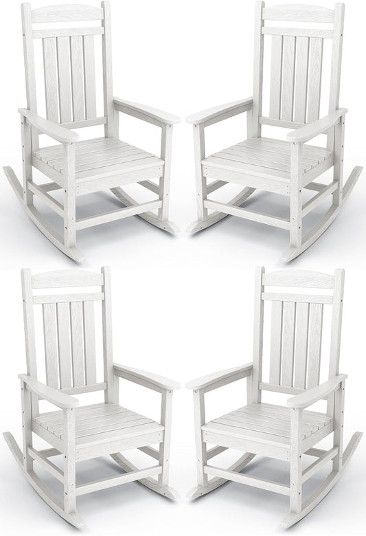 KINGYES HDPE Patio Rocking Chair Set of 4 for Ultimate Relaxation