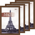 16x24 Poster Frame Set of 4 - Brown Wood Grain Frames with Plexiglass