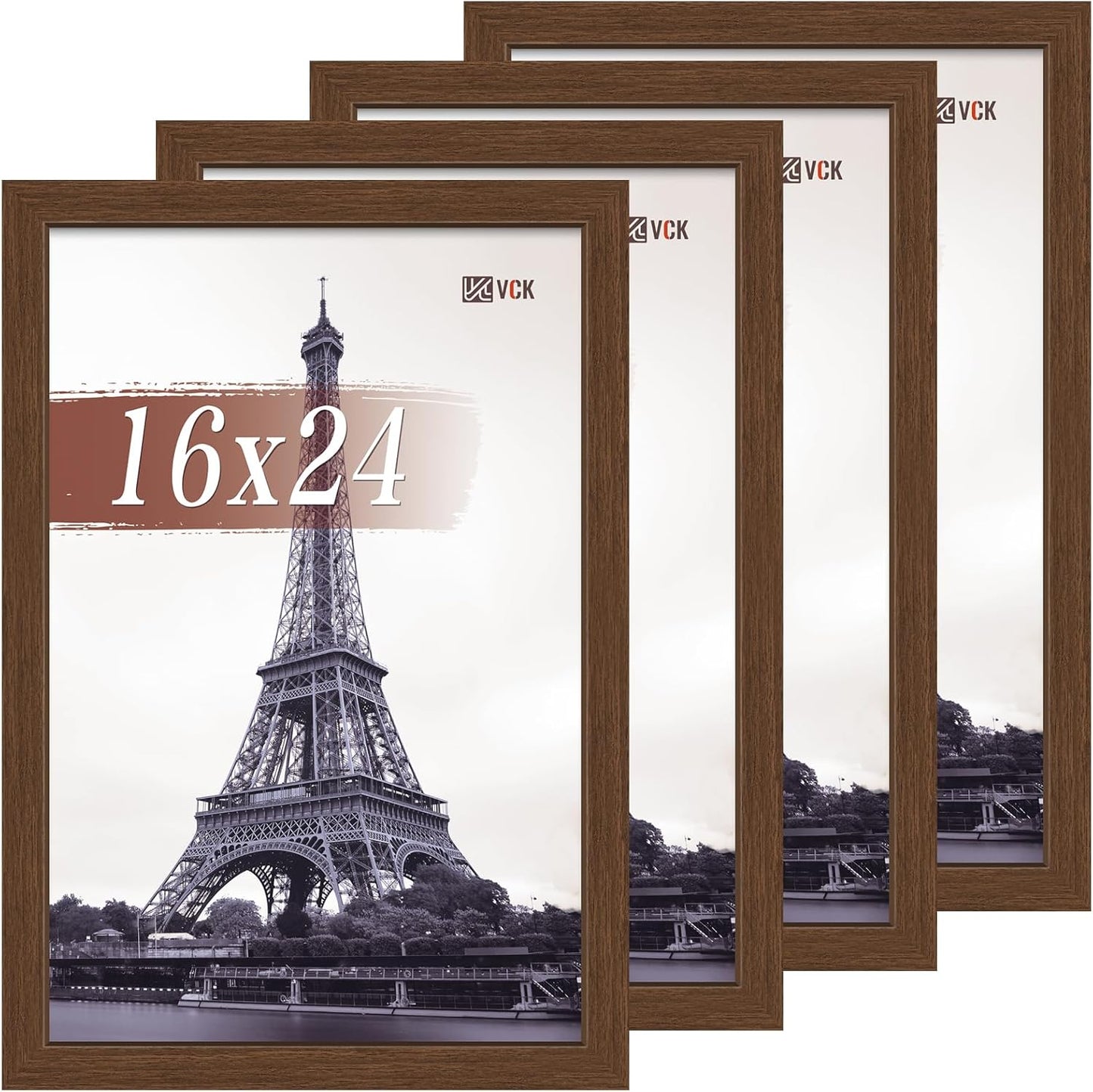 VCK 16x24 Poster Frame Set of 4 - Brown Wood Gallery Frames