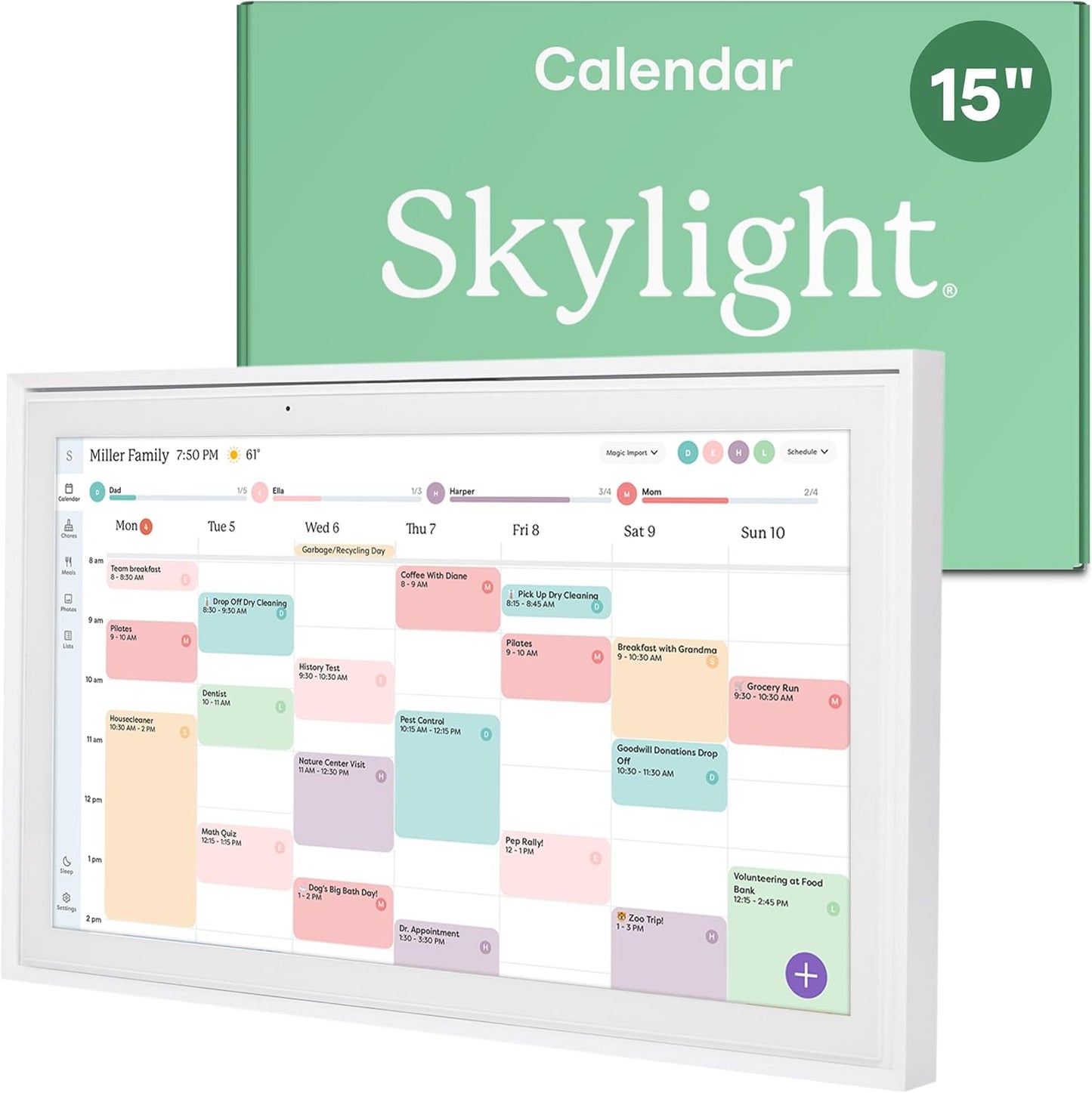 Skylight 15-inch Wall Planner Digital Calendar for Family Schedules