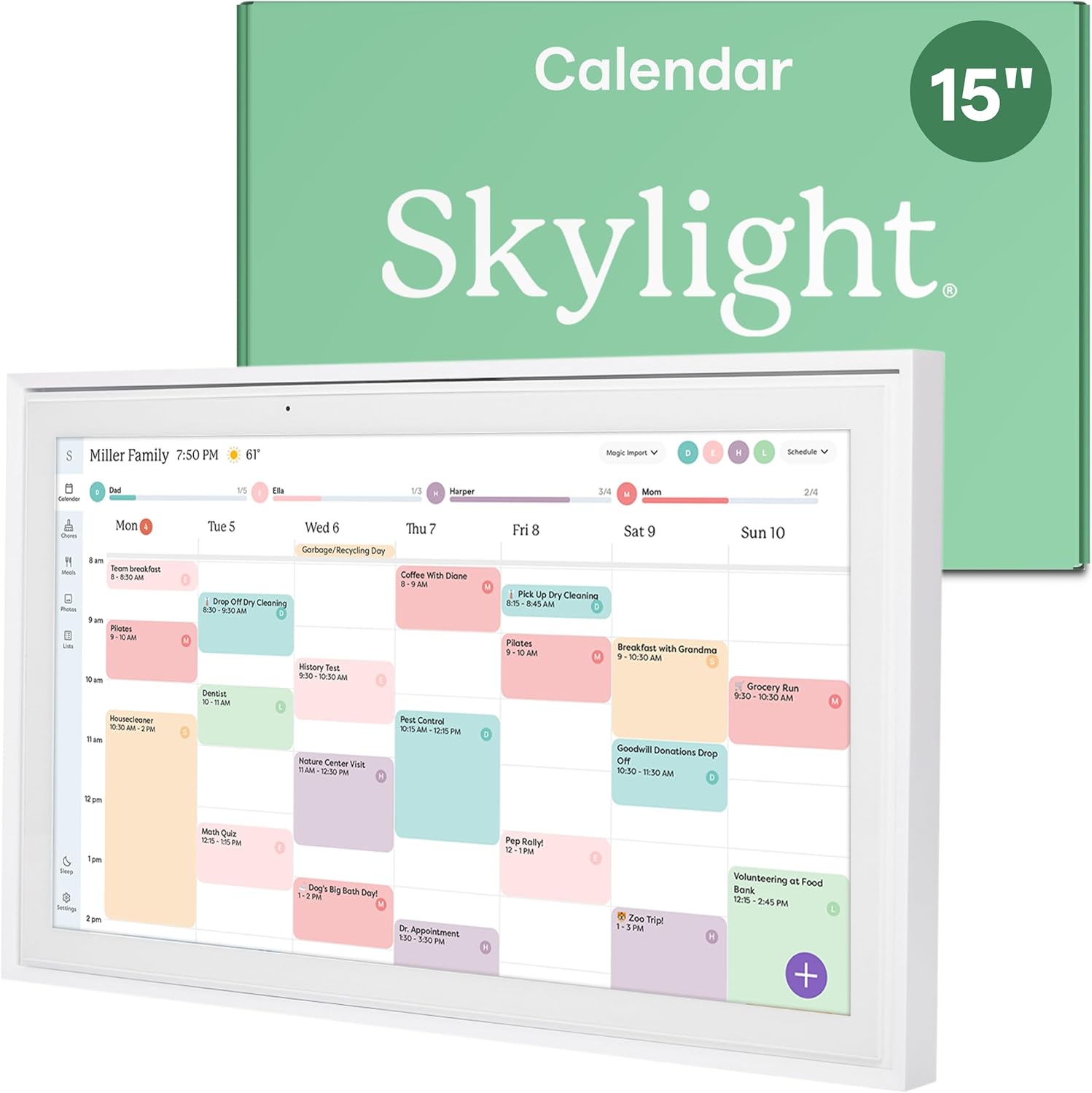 Skylight 15-inch Wall Planner Digital Calendar for Family Schedules