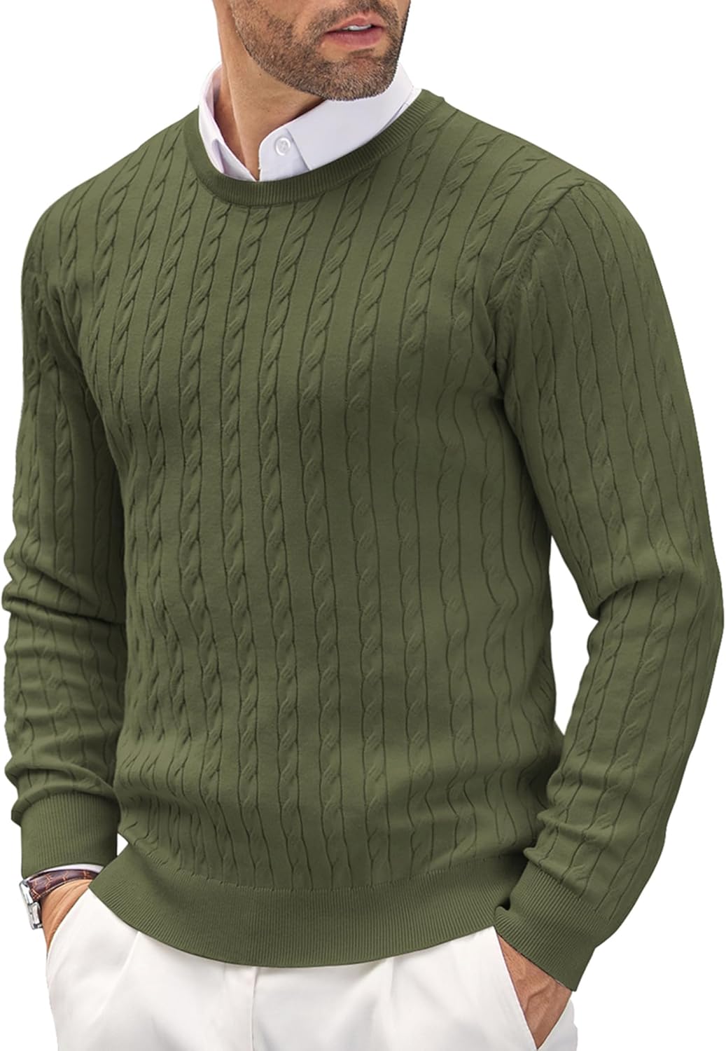 COOFANDY Men's Crewneck Knit Sweater for Stylish Comfort