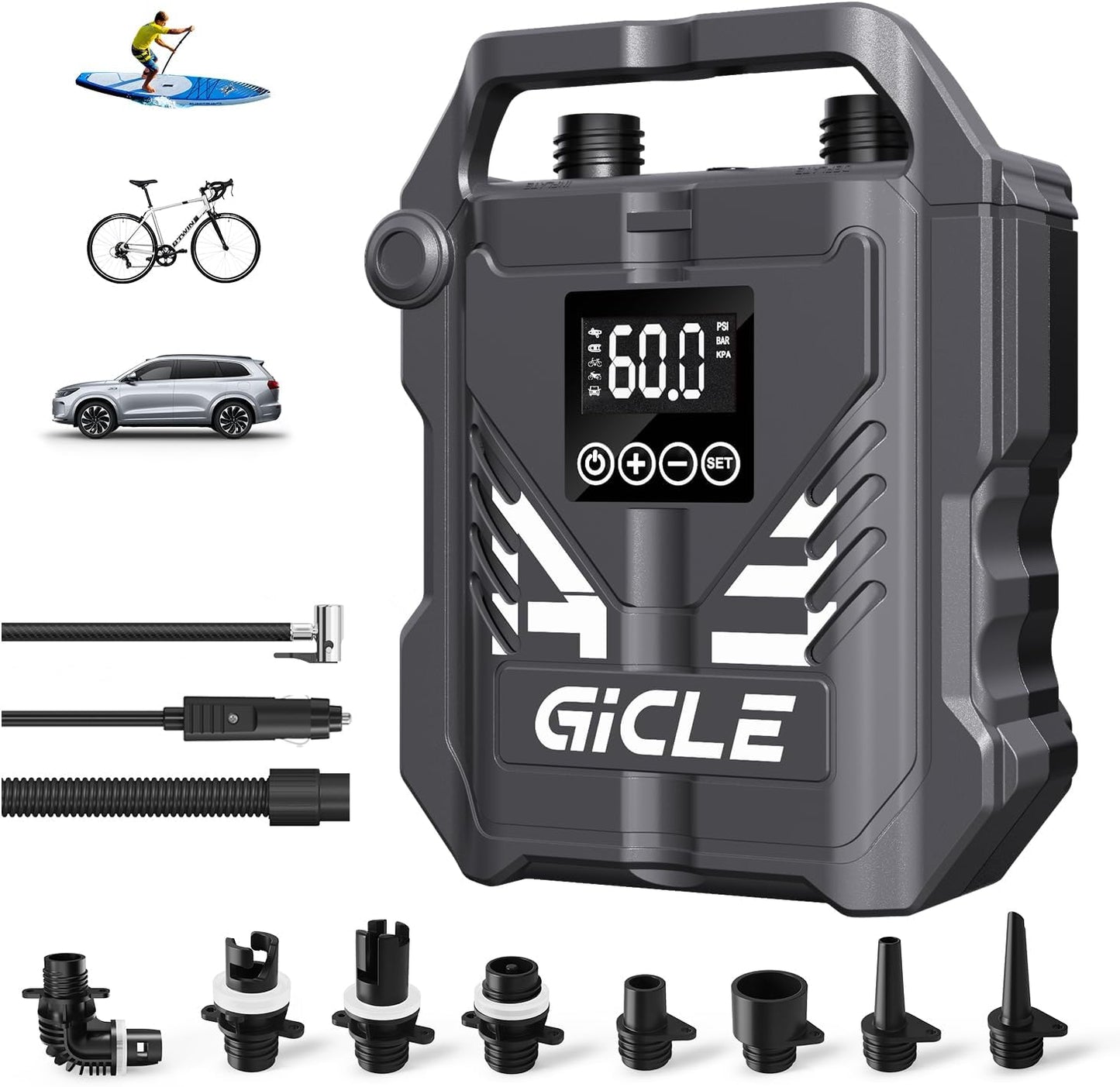 60PSI Electric Paddle Board Pump for Fast Inflation & Auto-Off
