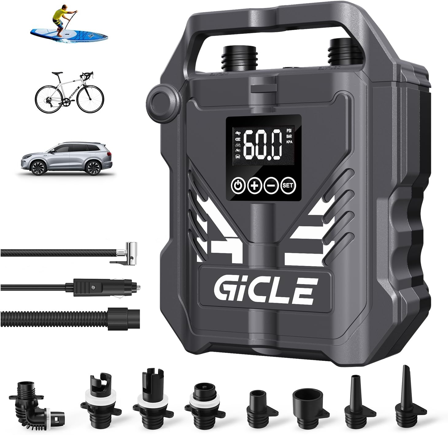 60PSI Electric Paddle Board Pump for Fast Inflation & Auto-Off