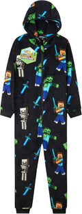 Minecraft Boys Fleece Hooded Pajamas for Cozy Gaming Nights
