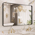 40x36 in Black Metal Framed Bathroom Mirror - Clear, Sturdy Reflection