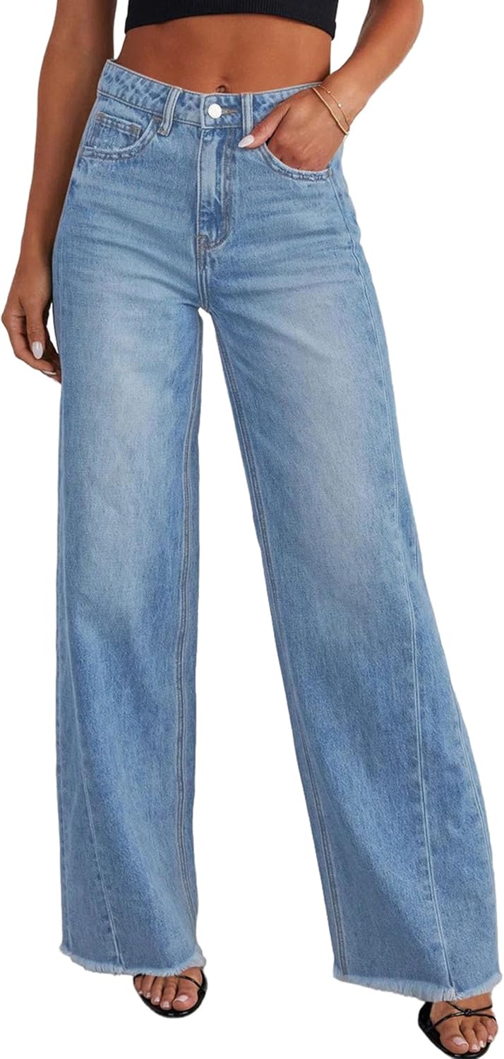 PRETTYGARDEN Wide Leg Jeans for Women Trendy High Waisted Style