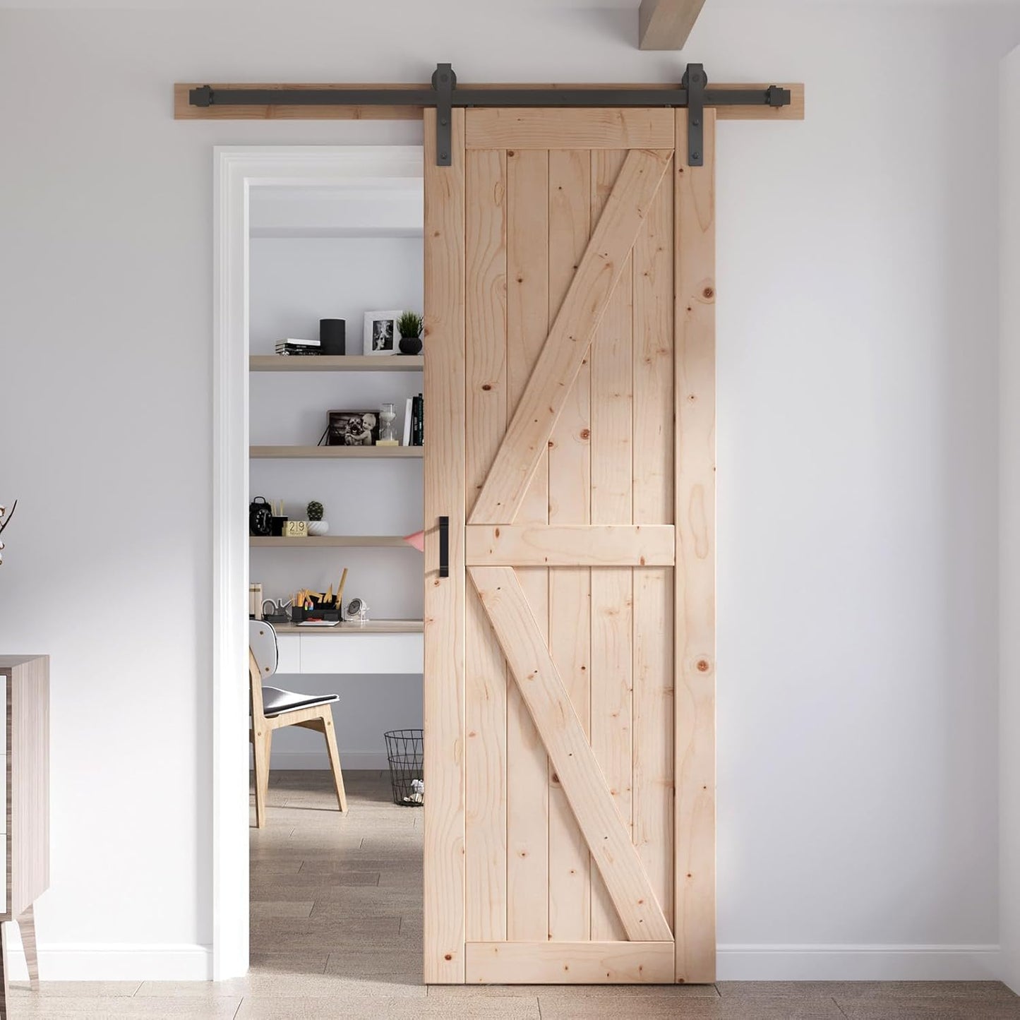 FREDBECK 32in x 96in Sliding Barn Door with Hardware Kit