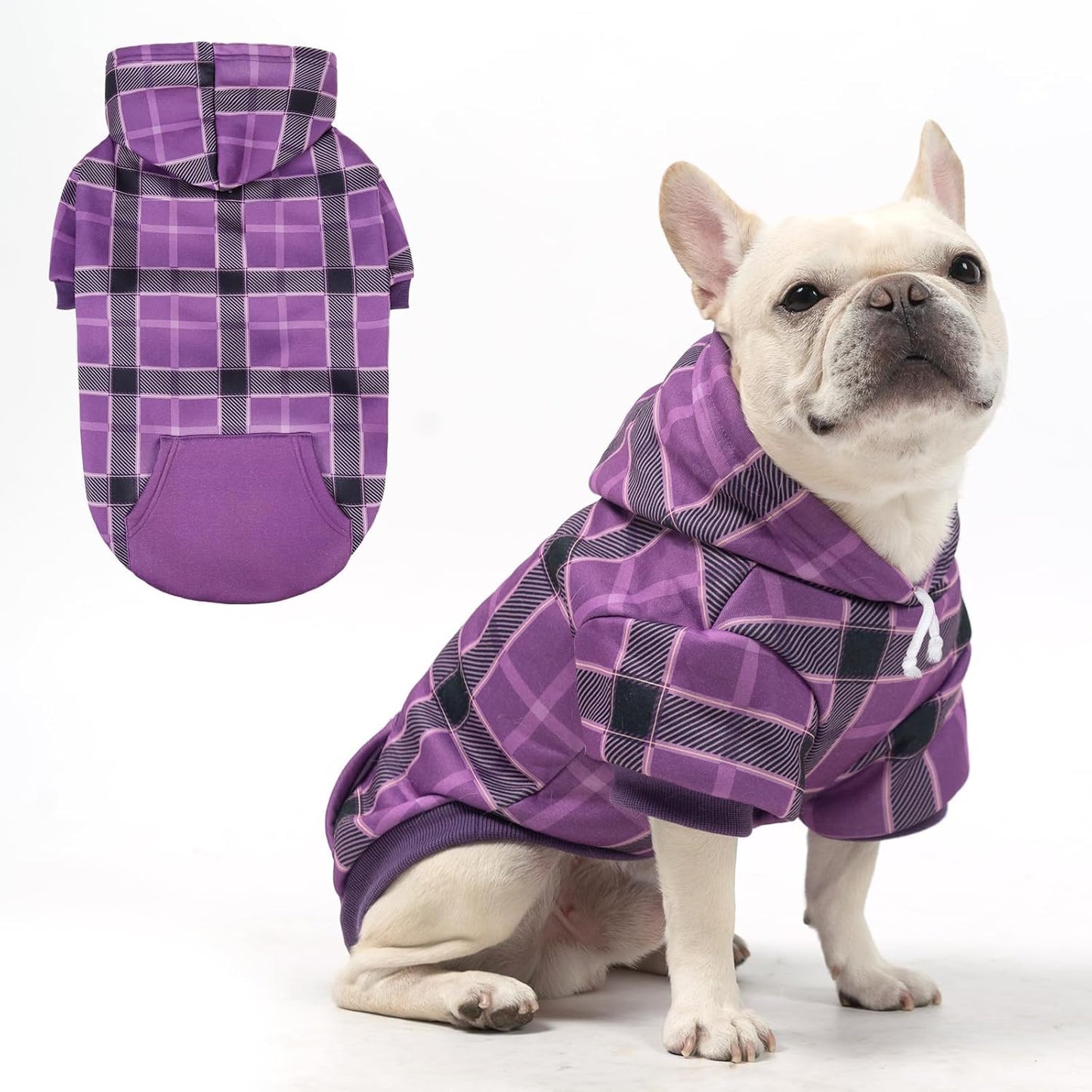 KOOLTAIL Plaid Dog Hoodie - Warm Winter Pet Sweater