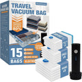 Travel Vacuum Storage Bags with Electric Pump - 15 Pack Compression