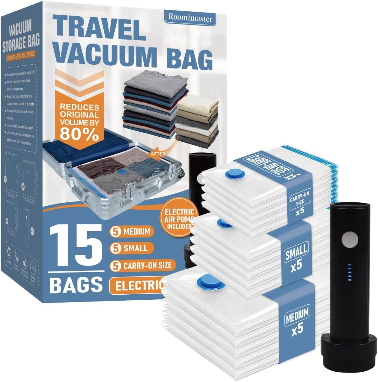 Travel Vacuum Storage Bags with Electric Pump for Efficient Packing