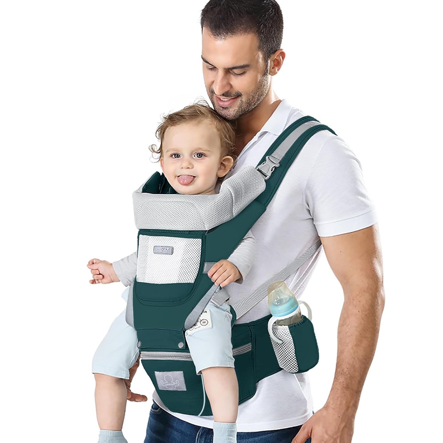 Ergonomic Baby Carrier with Hip Seat for Newborn to Toddler
