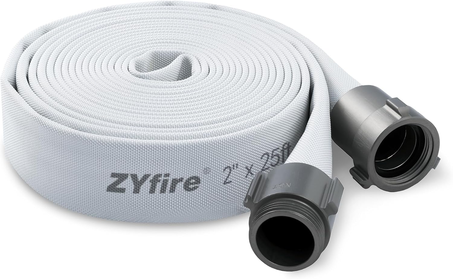 ZYfire 2in ID x 25 FT Fire Hose with Aluminum Couplings for Safety