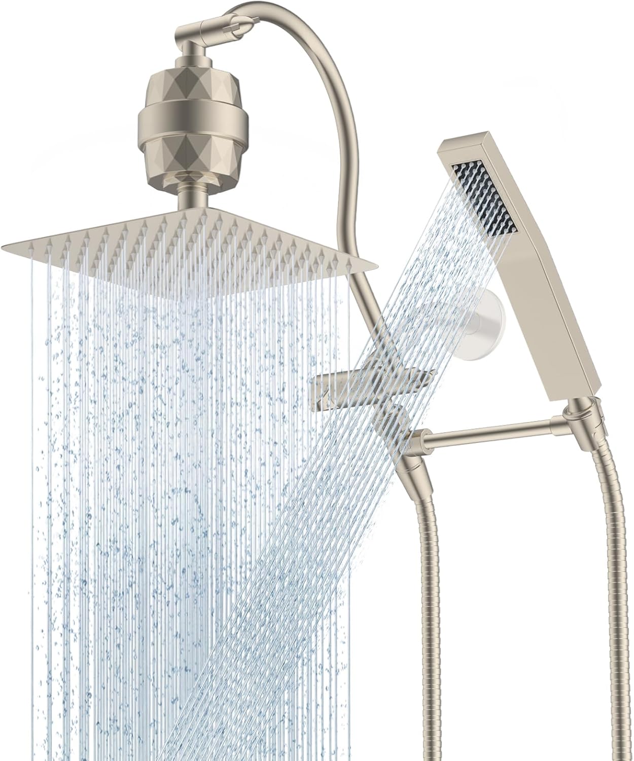 Hibbent All Metal 10ft' Filtered Rainfall Shower Head Combo