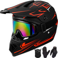 Youth Kids Motocross Helmet 4Pcs Set - DOT Approved Red L