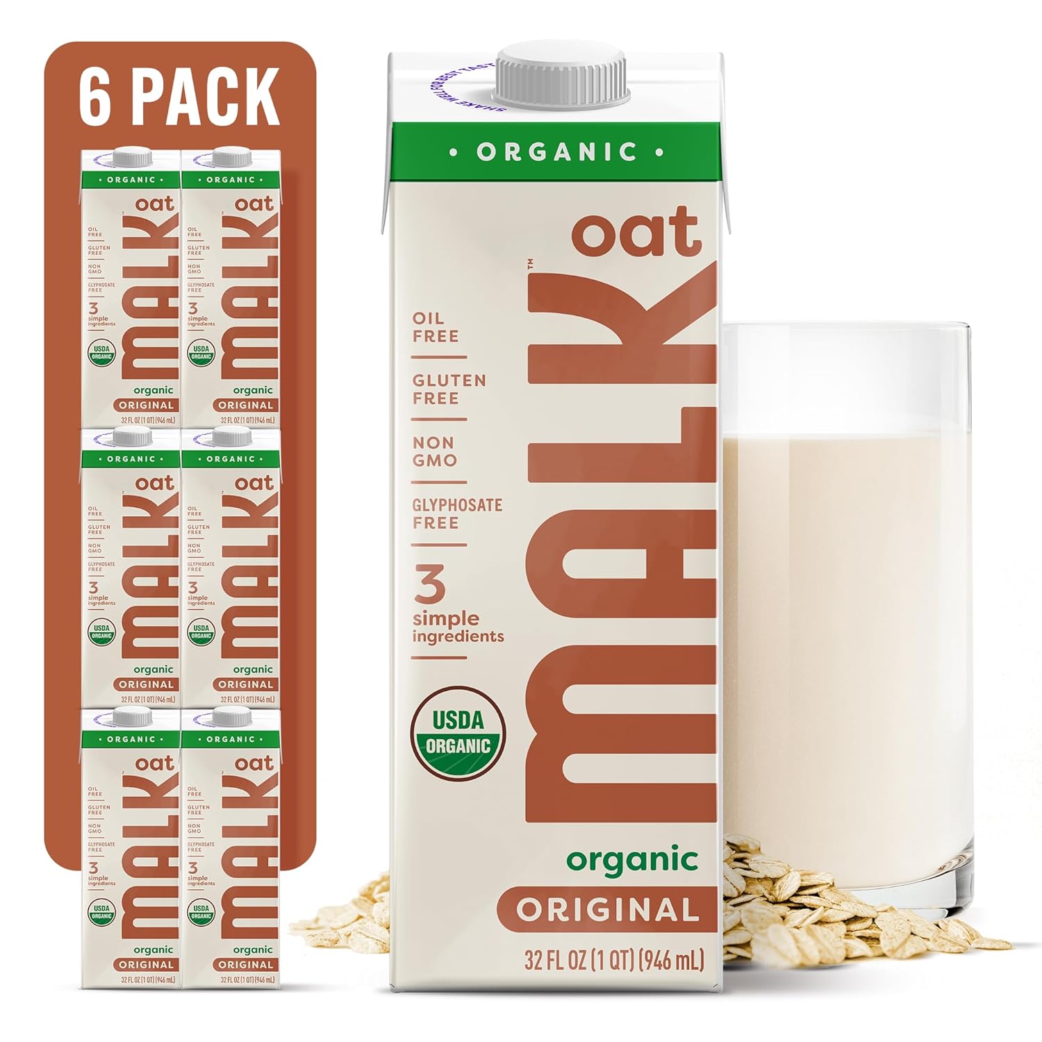 MALK Oat Milk Original Shelf Stable Organic Non GMO Dairy Free