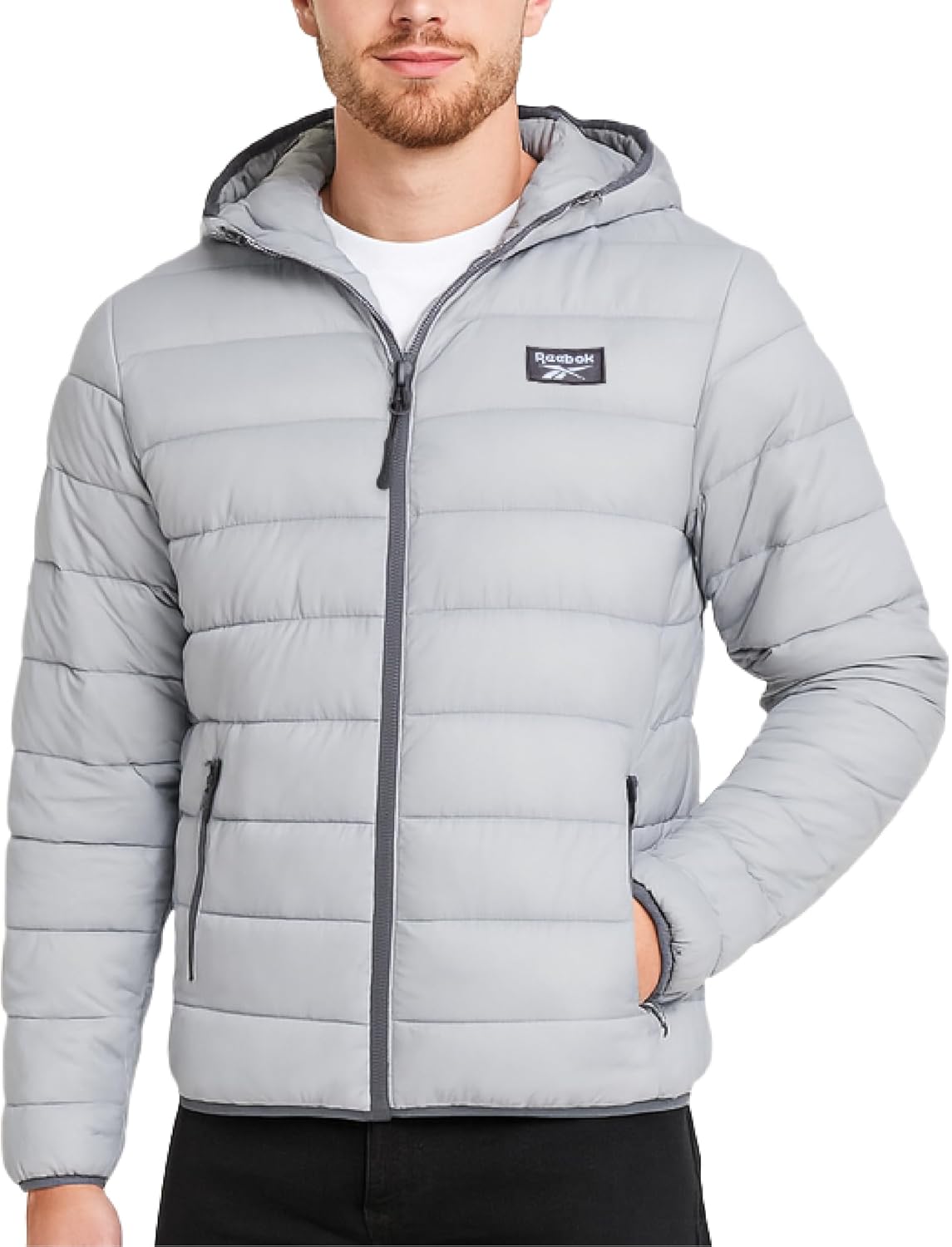 Reebok Men's Lightweight Hooded Quilted Puffer Jacket for Winter