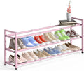 3-Tier Pink Expandable Shoe Rack for Closet - Fits 15-18 Pairs