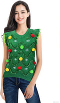 v28 Ugly Christmas Sweater for Women Reindeer Knit Vest - Festive