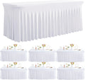 Outpain White Spandex Table Clothes for 8 ft Rectangle Tables - 6 Pack