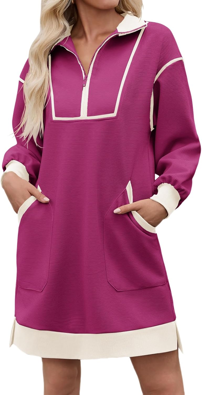 Wenrine Women's Oversized Sweatshirt Dress for Casual Style