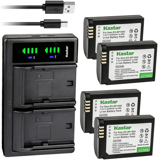 Kastar 4-Pack Battery and USB Charger for Samsung NX1 Camera