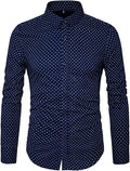 MUSE FATH Men's Printed Cotton Long Sleeve Dress Shirt - Comfortable