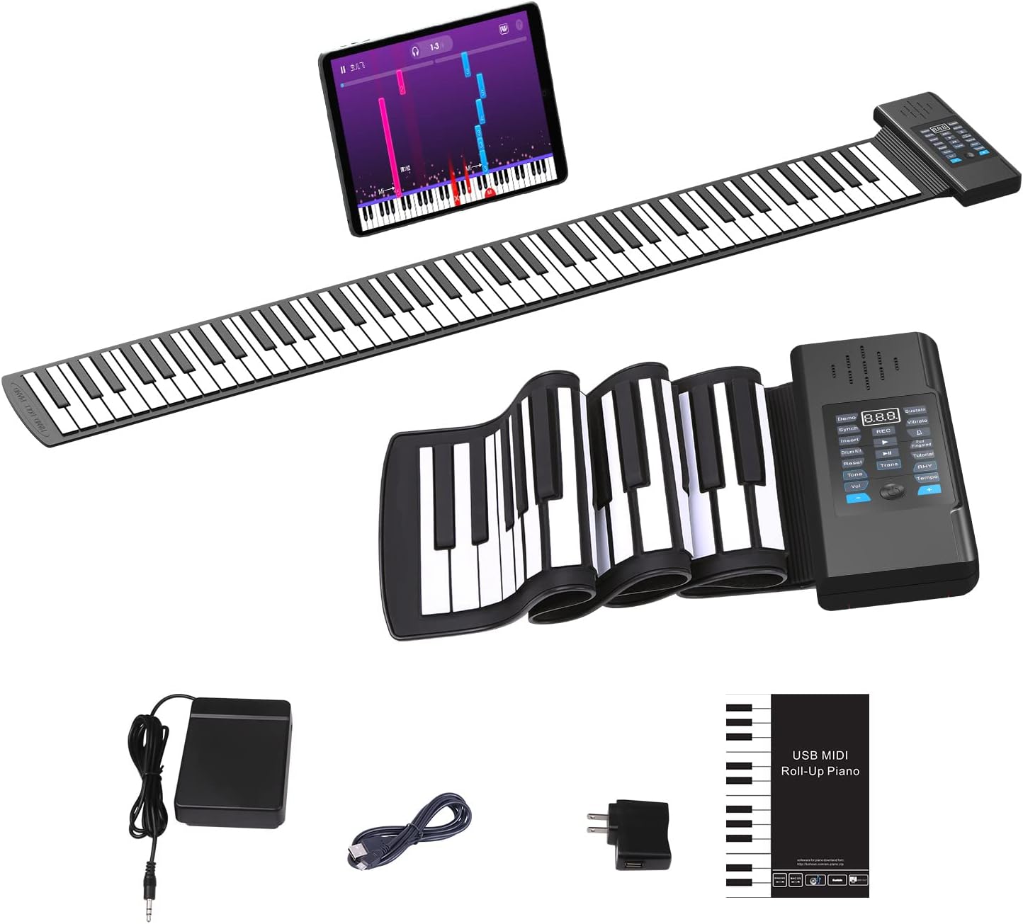 KONIX 88 Keys Roll Up Piano - Portable Hand Roll Keyboard
