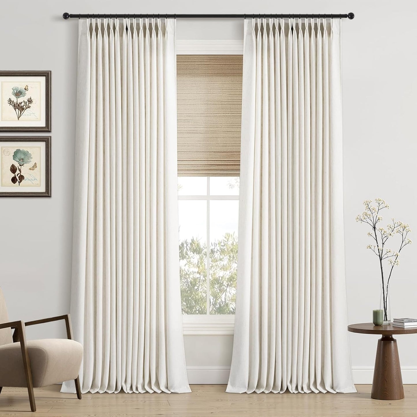 Pinch Pleated Linen Curtains for Living Room and Bedroom