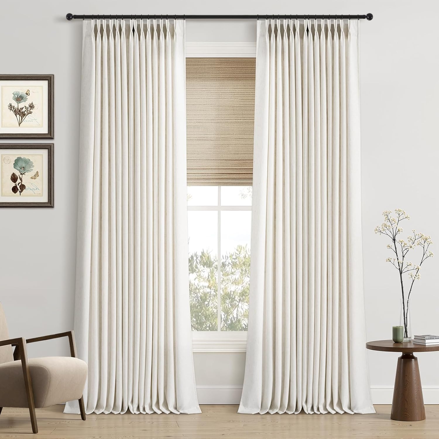 Pinch Pleated Linen Curtains for Living Room and Bedroom