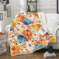 Fall Pumpkins Throw Blanket 60x80 in - Soft Autumn Fleece Throw