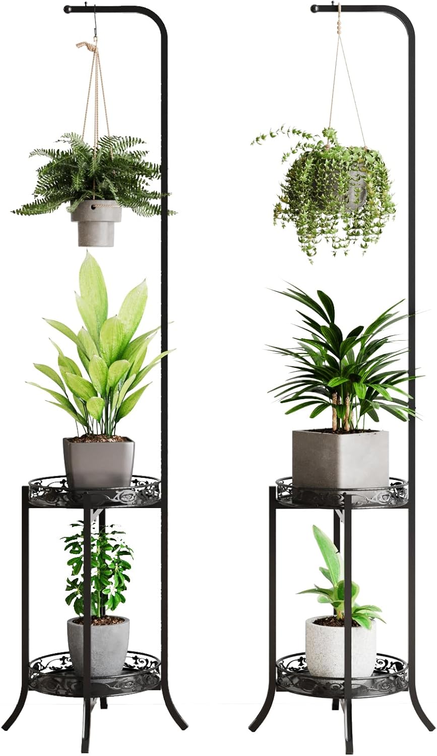 COPREE 2-tier Hanging Plant Stand for Indoor and Outdoor Use