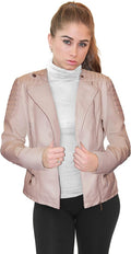 Olivia Miller Womens Faux Leather Zip Up Moto Biker Jacket - Stylish
