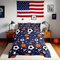 Sports Theme Bedding Set Twin Size Comforter - Kids Ball Games Design