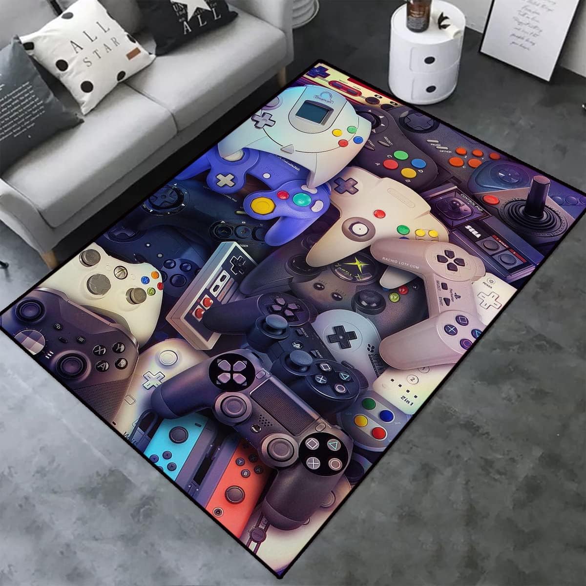 3D Gamer Carpet - Non-Slip, Large & Crystal Floor Polyester Mat. 35 characters.
